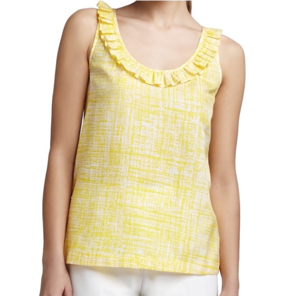 Kate Spade Yellow Maddie Ruffle Neck Tank Top Womens 2 / XS